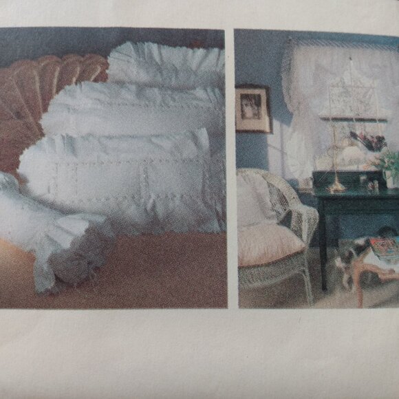 Vintage Bedroom Sewing Pattern Ruffle Duvet Cover, Curtain, Pillow Case Neckroll - Picture 6 of 10